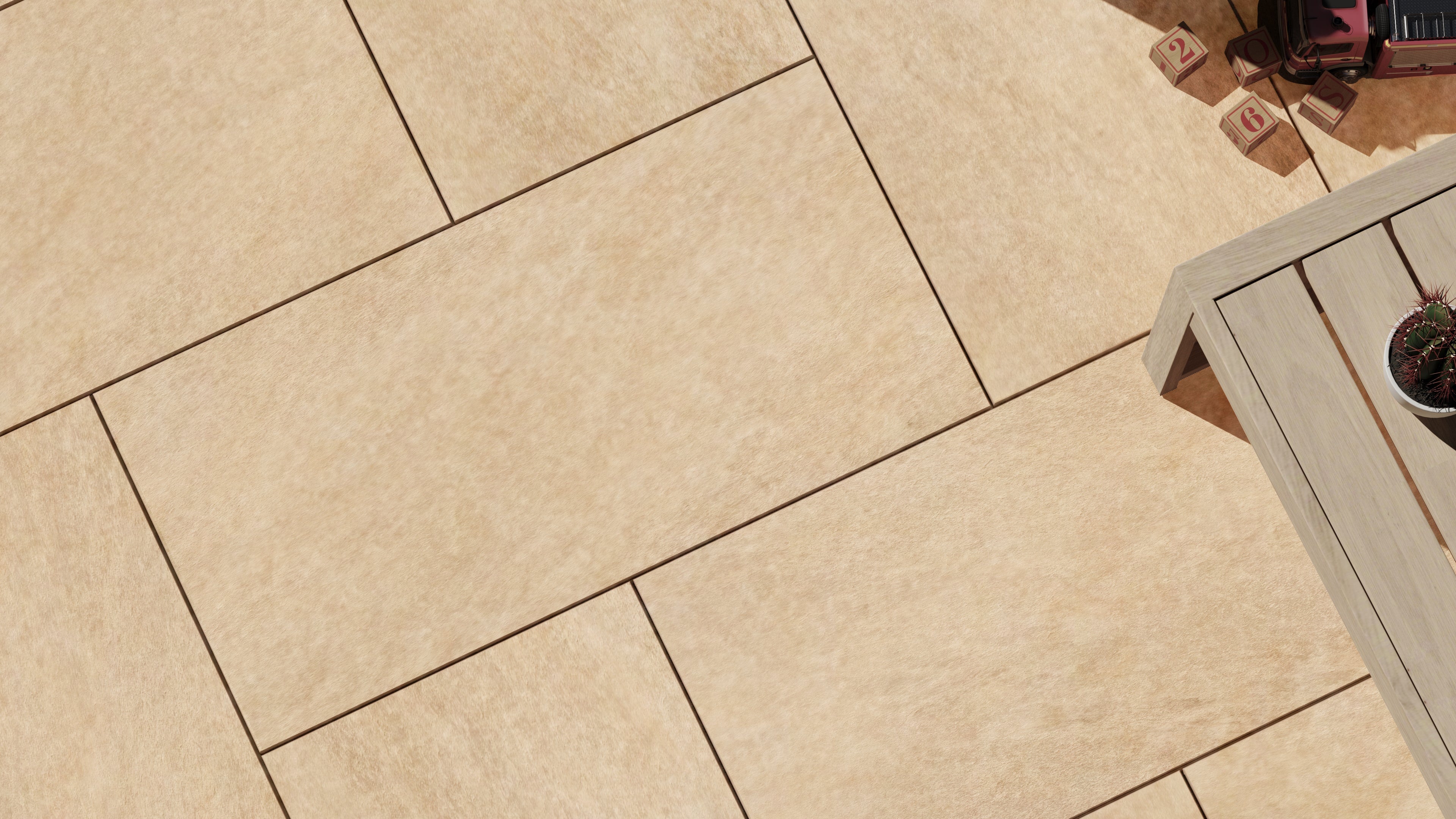 Millden™ | Beige Stone Effect Porcelain Paving Tiles (45x90x2cm)