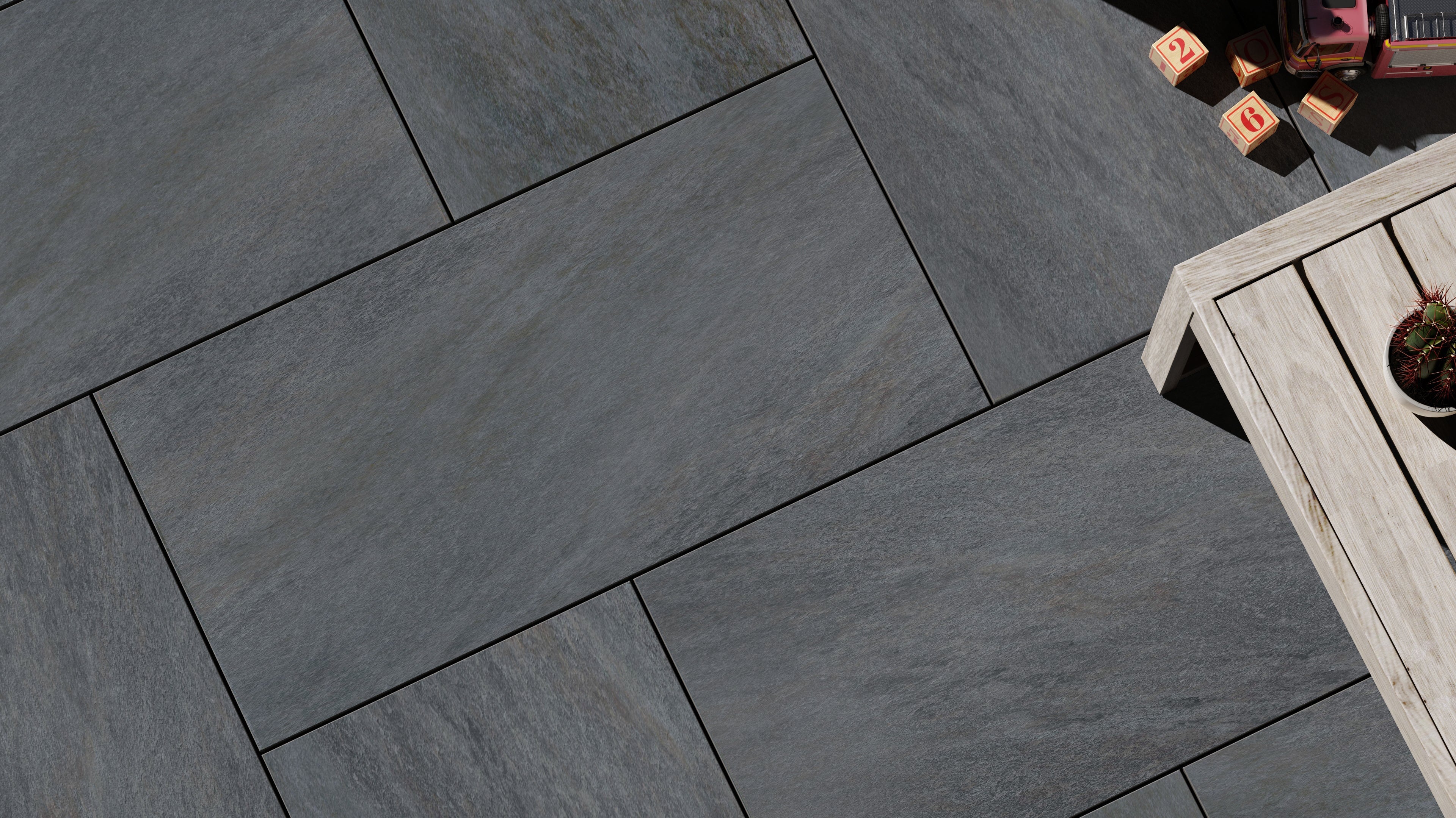 Millden™ | Dark Grey Stone Effect Porcelain Paving Tiles (45x90x2cm)