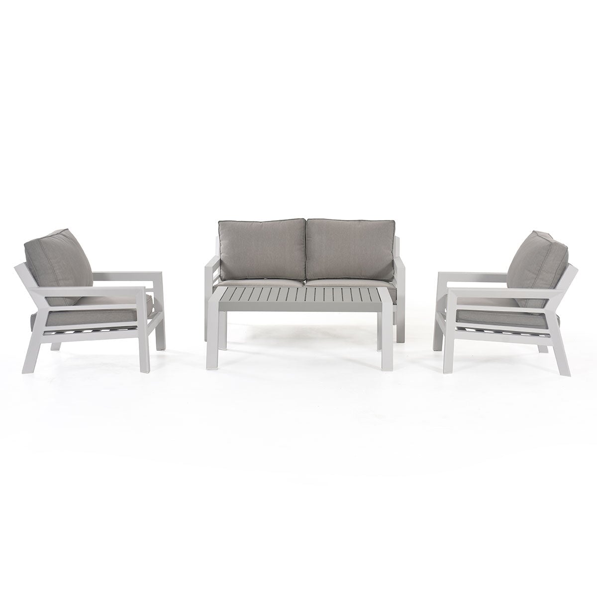 New York 2 Seat Sofa Set | White Frame / Oatmeal cushions