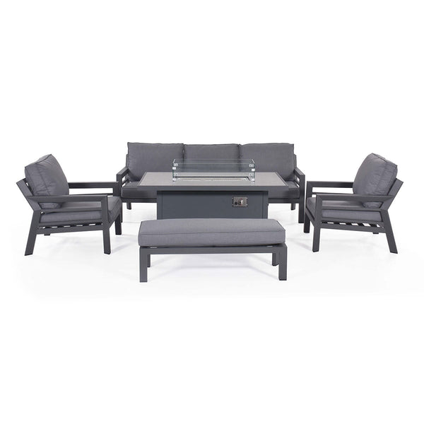 New York 3 Seat Sofa Dining Set with Fire Pit Table | Grey