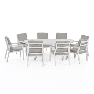 New York 8 Seat Oval Dining Set
 | White Frame / Oatmeal cushions  Maze   