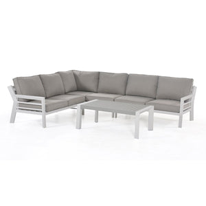 New York Corner Sofa Set | White Frame / Oatmeal cushions  Maze   