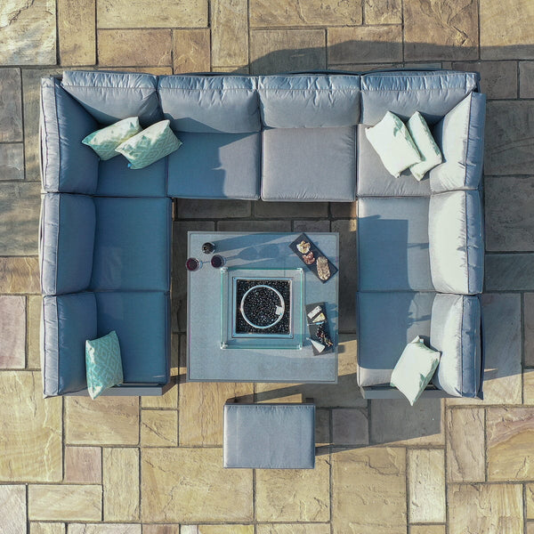 New York U-Shaped Sofa Set with Firepit Table
 | Grey  Maze   