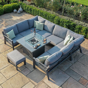 New York U-Shaped Sofa Set with Firepit Table
 | Grey  Maze   