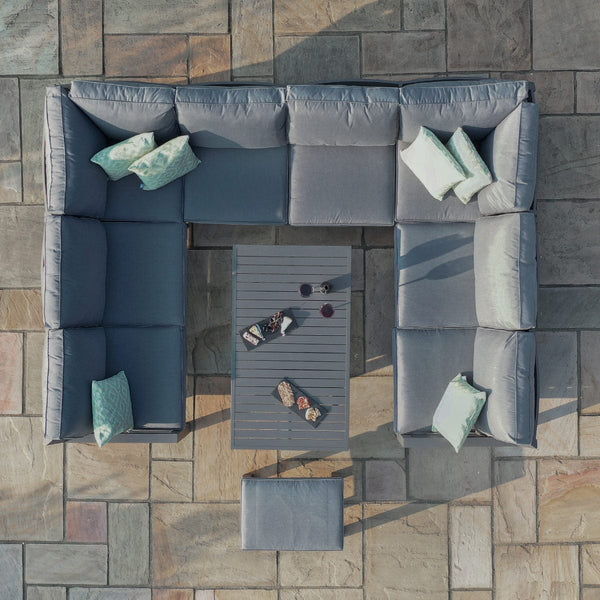 New York U-Shaped Sofa Set with Rising Table
 | Grey  Maze   