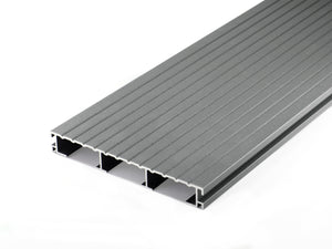 Non-combustible Aluminium Decking Board | RAL 7037 Dusty Grey | 200mm x 25mm x 3.2m  Ryno Group   