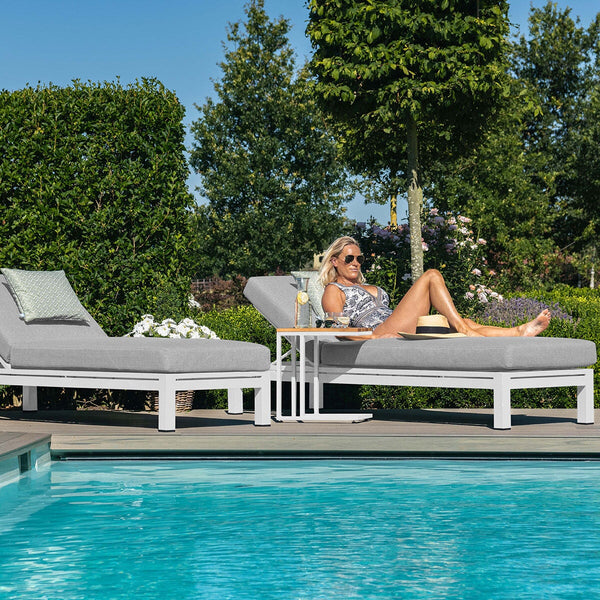 Oslo Double Sunlounger Set | White  Maze   