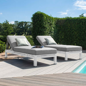 Oslo Double Sunlounger Set | White  Maze   