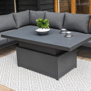 Oslo Large Corner Sofa Group with Rising Table | Charcoal