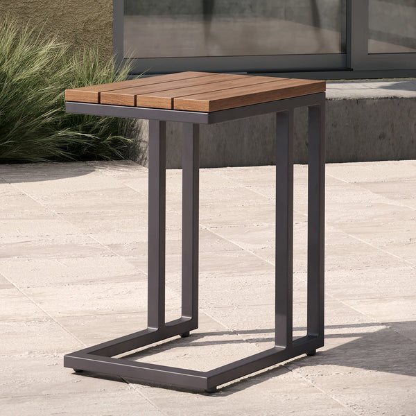 Oslo Side Table (Teak Top) | Charcoal  Maze   