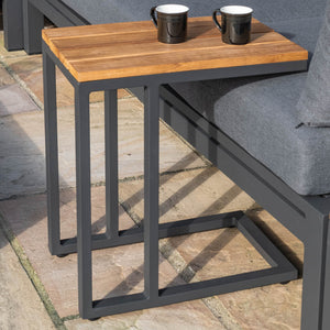 Oslo Side Table (Teak Top) | Charcoal  Maze   