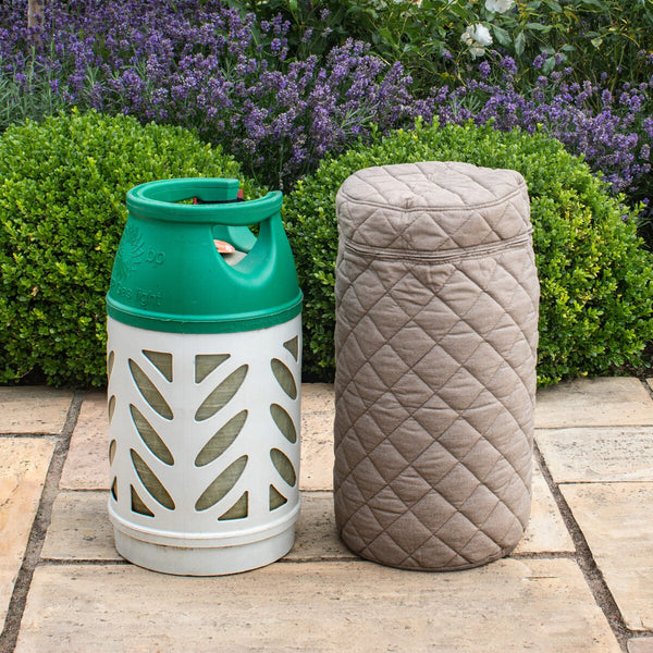 Outdoor Fabric Quilted Gas Bottle Cover (H58.7cm x33øcm ) | Taupe  Maze   
