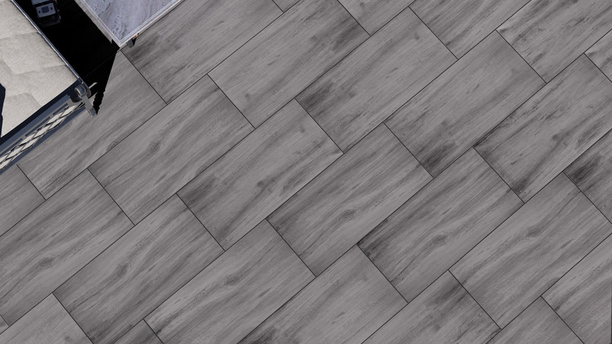Overton™ | Mid Grey Wood Effect Porcelain Paving Tiles