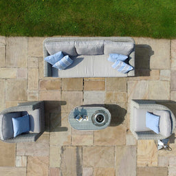 Oxford 3 Seat Sofa Set with Fire Pit | Light Grey