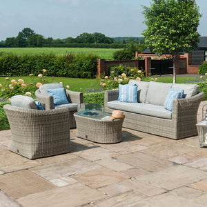 Oxford 3 Seat Sofa Set with Fire Pit | Light Grey  Maze   