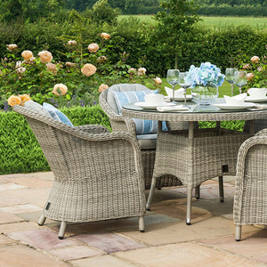 Oxford 4 Seat Round Dining Set with Heritage Chairs | Light Grey  Maze   