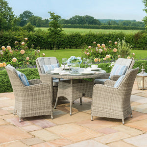 Oxford 4 Seat Round Dining Set with Venice Chairs | Light Grey  Maze   