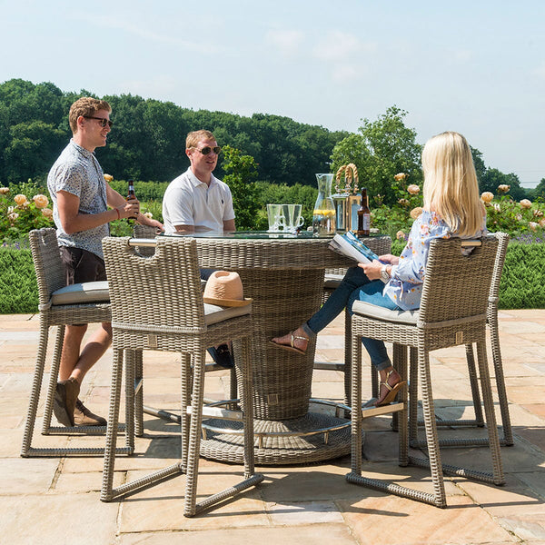 Oxford 6 Seat Round Bar Set with Ice Bucket | Light Grey  Maze   