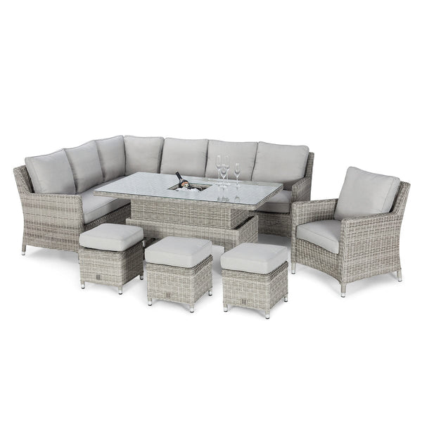 Oxford Corner Dining Set with Armchair, Ice Bucket and Rising Table | Light Grey  Maze   