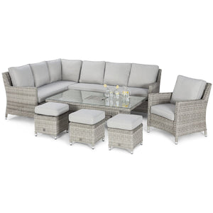 Oxford Corner Dining Set with Armchair, Ice Bucket and Rising Table | Light Grey  Maze   