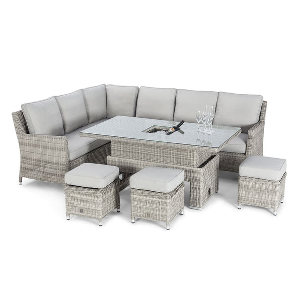 Oxford Corner Dining Set with Ice Bucket and Rising Table | Light Grey