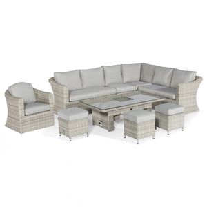 Oxford Deluxe Corner Dining Set with Rising Table and Armchair | Light Grey  Maze   