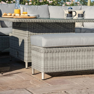 Oxford Royal U-Shaped Sofa Set with Rising Table | Light Grey  Maze   