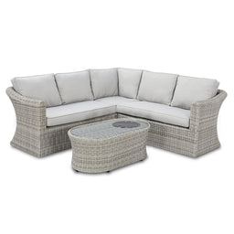 Oxford Small Corner Sofa Set with Fire Pit | Light Grey