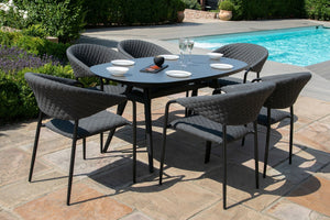 Pebble 6 Seat Oval Dining Set | Charcoal  Maze   