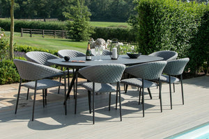 Pebble 8 Seat Oval Dining Set | Flanelle  Maze   