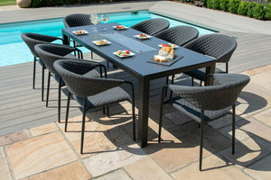 Pebble 8 Seat Rectangular Fire Pit Dining Set | Charcoal  Maze   