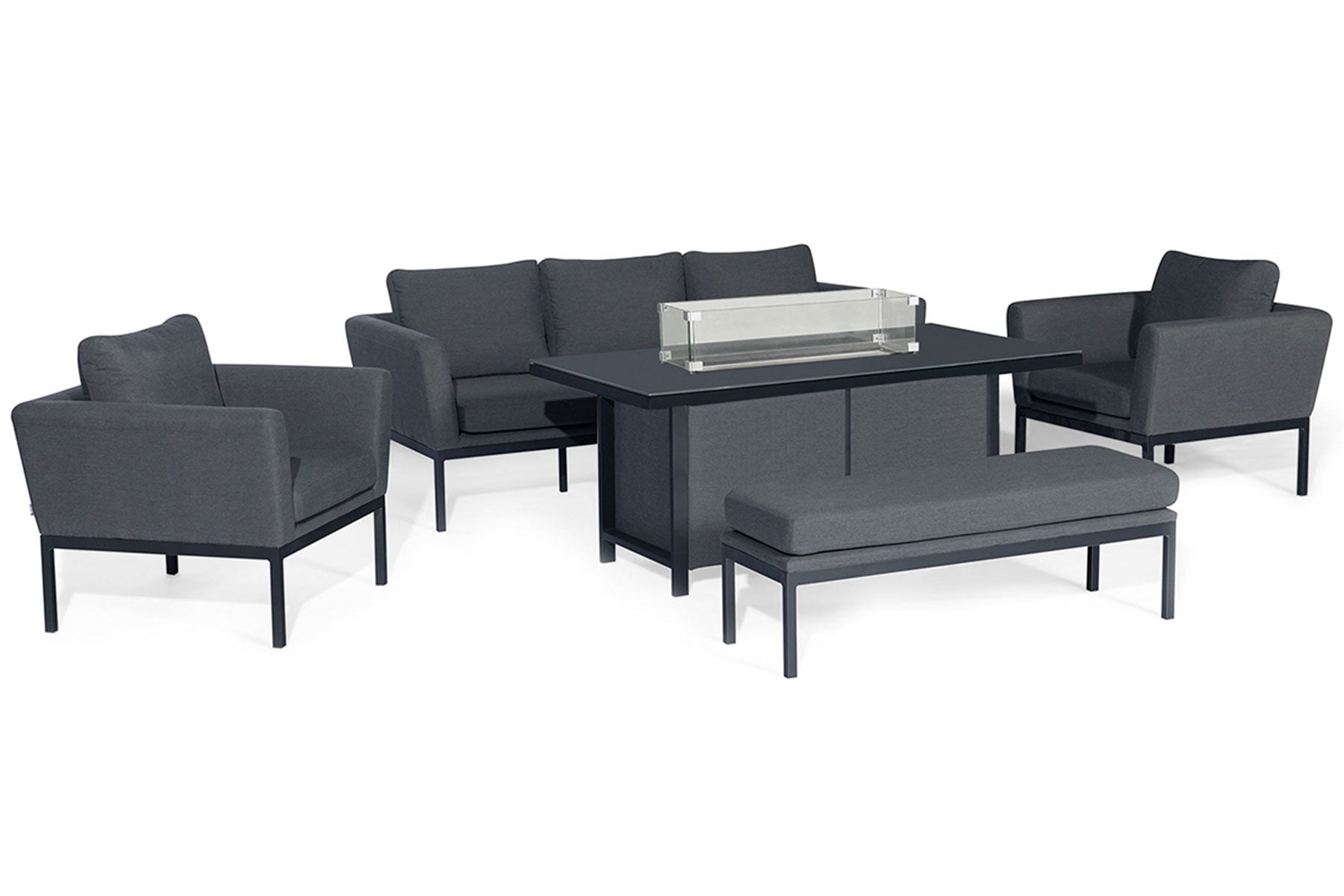 Pulse 3 Seat Sofa Dining Set with Fire Pit | Charcoal