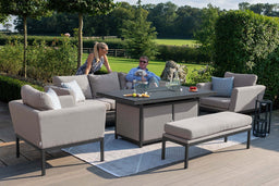 Pulse 3 Seat Sofa Dining Set with Fire Pit | Taupe