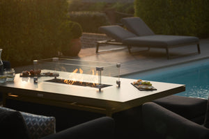 Pulse 3 Seat Sofa Dining Set with Fire Pit | Taupe  Maze   