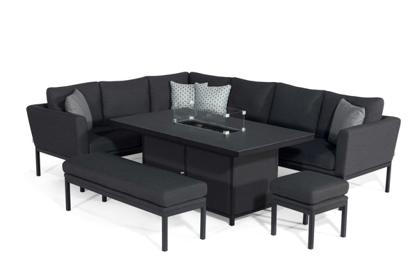 Pulse Deluxe Square Corner Dining Set - with Firepit Table | Charcoal  Maze   