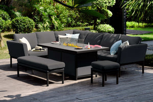 Pulse Deluxe Square Corner Dining Set - with Firepit Table | Charcoal  Maze   
