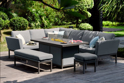 Pulse Deluxe Square Corner Dining Set - with Firepit Table | Flanelle