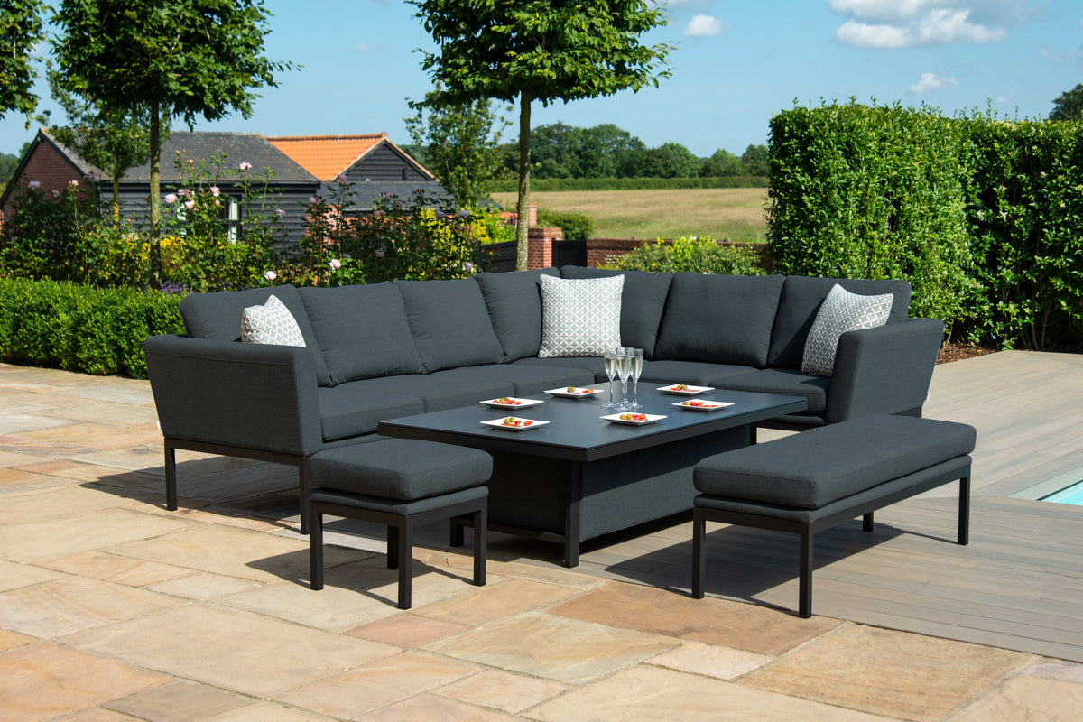 Pulse Left Handed Rectangular Corner Dining Set with Rising Table | Ch ...