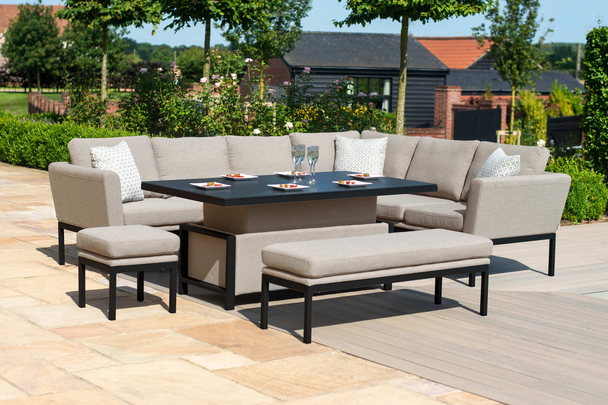 Pulse Left Handed Rectangular Corner Dining Set with Rising Table