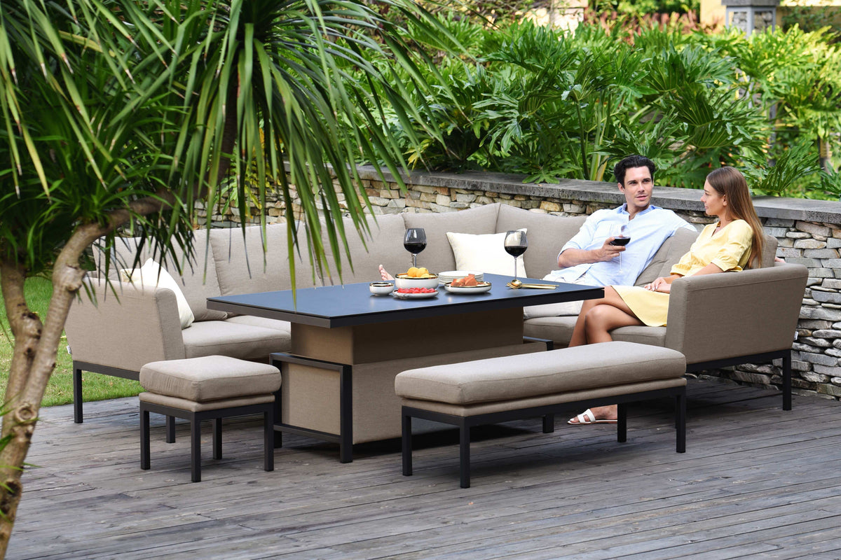 Pulse Left Handed Rectangular Corner Dining Set with Rising Table