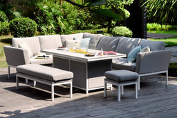 Pulse Rectangular Corner Dining Set with Fire Pit | Lead Chine