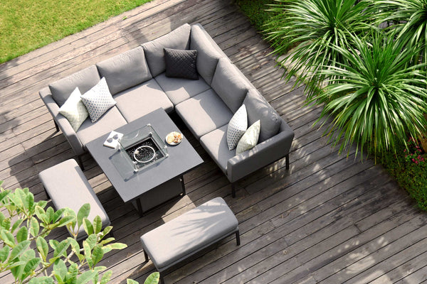 Pulse Square Corner Dining Set with  Fire Pit | Flanelle  Maze   