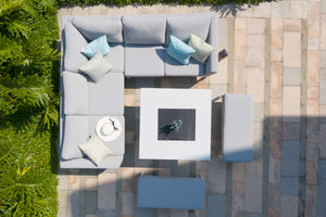Pulse Square Corner Dining Set with  Fire Pit | Lead Chine  Maze   