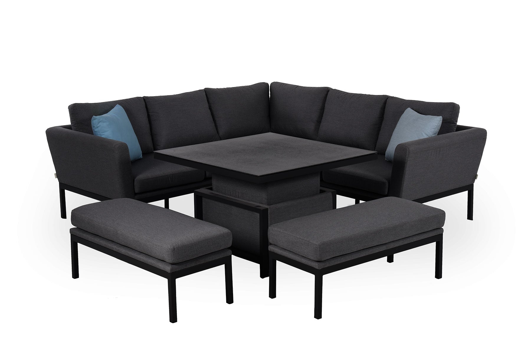 Pulse Square Corner Dining Set with Rising Table | Charcoal