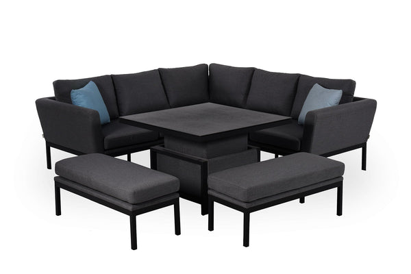 Pulse Square Corner Dining Set with Rising Table | Charcoal  Maze   