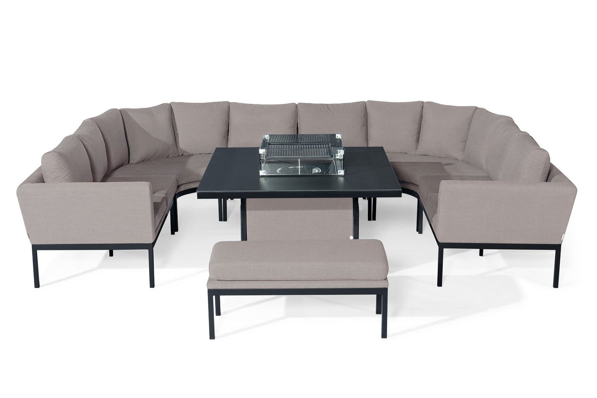 Pulse U Shape Dining Set with Fire Pit Taupe