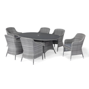 Santorini 6 Seat Oval Dining Set | Grey  Maze   