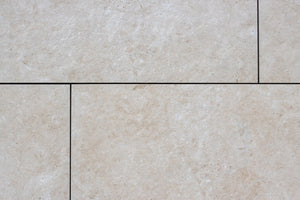 Stone Effect Porcelain Paving and Subframe Pack 3.6m x 3.6m (12.96sqm)  Tile Space Travertine | 60 x 90cm | Cream  