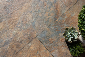 Stone Effect Porcelain Paving and Subframe Pack 3.6m x 3.6m (12.96sqm)  Tile Space Rustic Slate | 60 x 90cm  