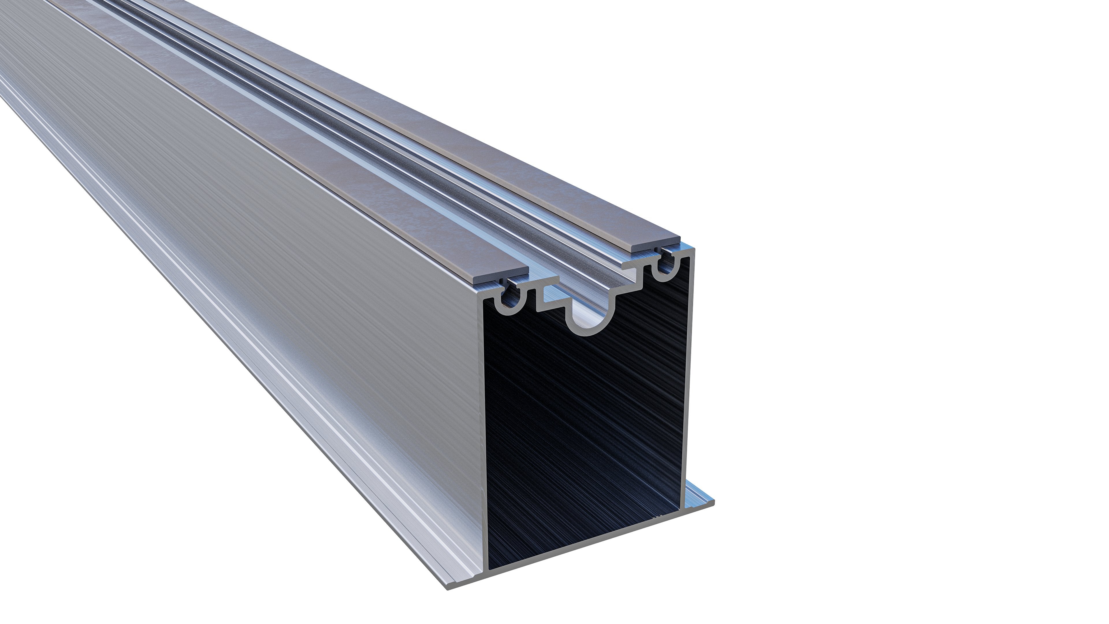 Tectonic® 75mm Aluminium Paving Subframe Top Rail, with 2mm rubber gasket (3.6m length)